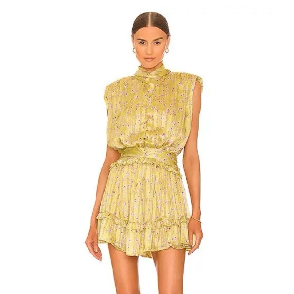 NWOT Sabina Musayev Soleil Mini Dress in Lemon - Sz XS